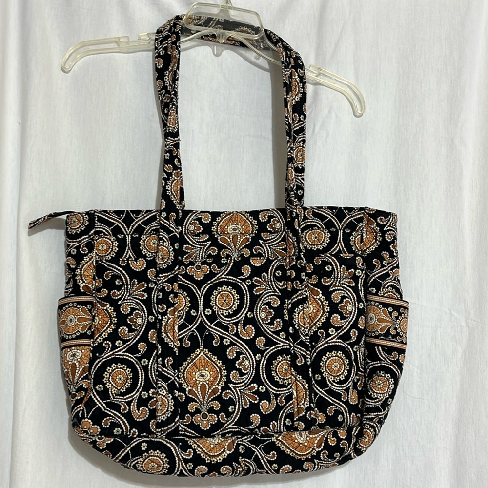 Vera Bradley large caffe latte tan brown zipper tote bag